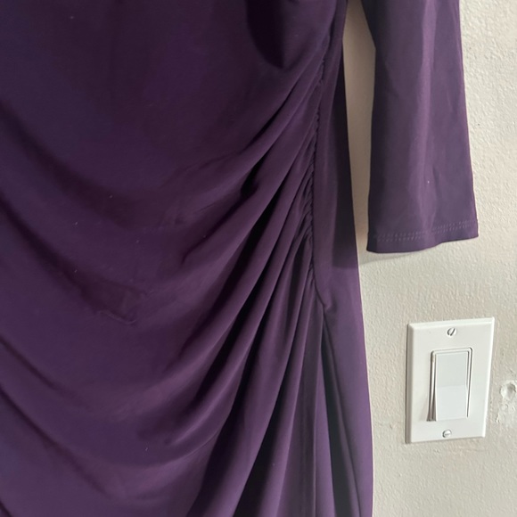 Ralph Lauren Lauren LRL Womens Size 14 Ruched Jersey Dress 3/4 Sleeve Purple - Picture 5 of 6